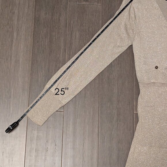 Vertigo, Surplice Neck Cold Shoulder Hi Lo Hem Dress, Gold Metallic, Sz M - Picture 9 of 14